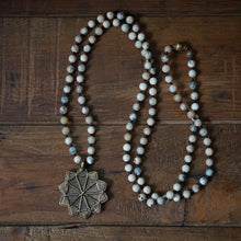 Load image into Gallery viewer, dendritic opal + baule sun mala