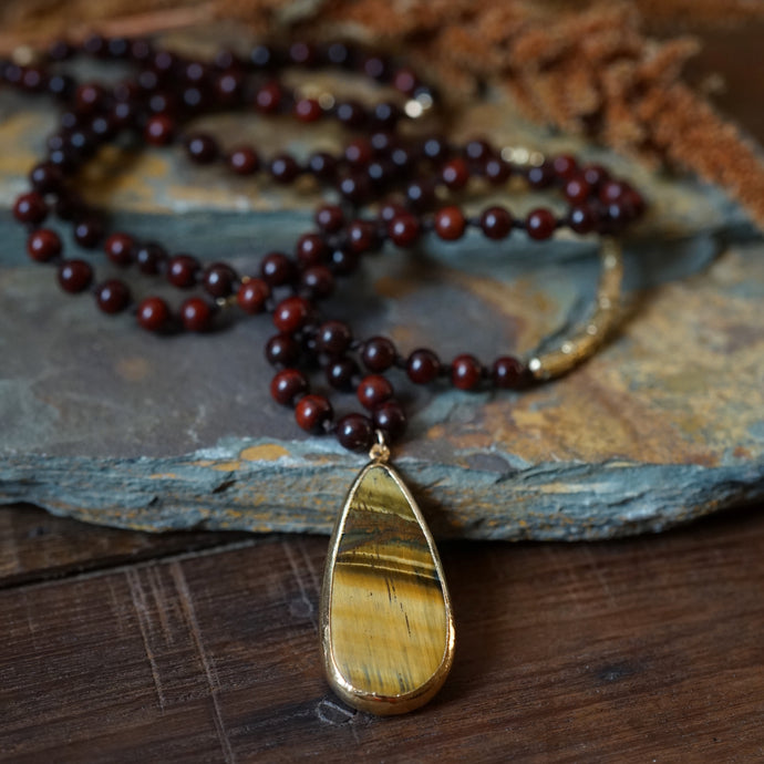 rosewood + tigers eye mala