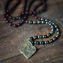 Load image into Gallery viewer, rosewood + golden sheen obsidian mala