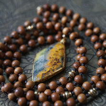 Load image into Gallery viewer, sandalwood + bumblebee jasper mala