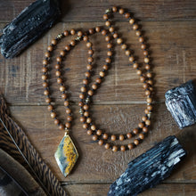 Load image into Gallery viewer, sandalwood + bumblebee jasper mala