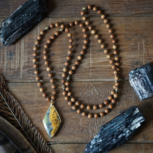 sandalwood + bumblebee jasper mala