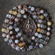 Load image into Gallery viewer, multi rutile quartz + buddha mala