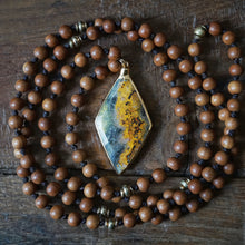 Load image into Gallery viewer, sandalwood + bumblebee jasper mala