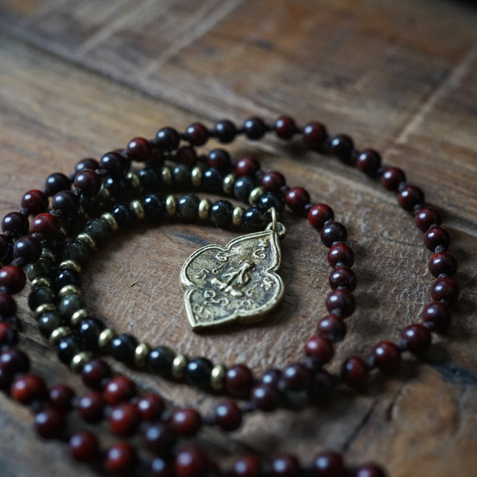 rosewood + golden sheen obsidian mala