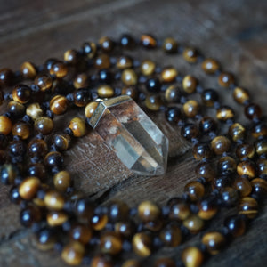 tiger's eye + lodolite mala