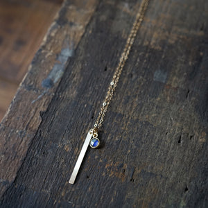 vertical gold bar + labradorite necklace