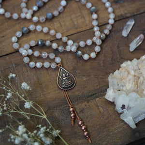 moonstone + labradorite mala