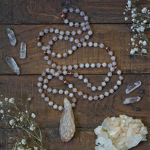 Load image into Gallery viewer, moonstone + aura quartz mala