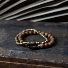 Load image into Gallery viewer, brown jade + sandalwood bracelet