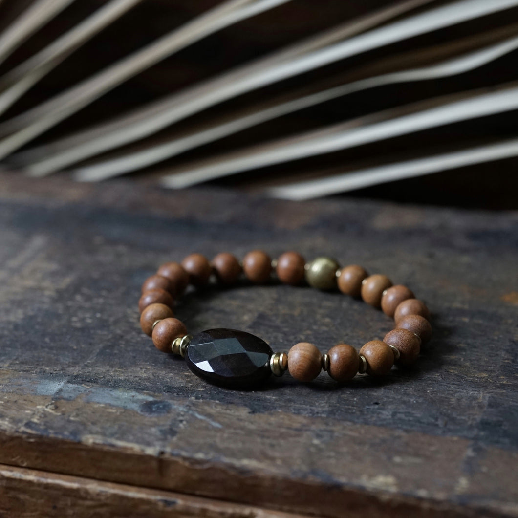 brown jade + sandalwood bracelet