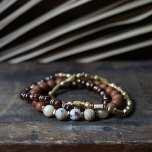 dendritic opal + sandalwood bracelet