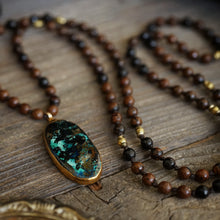 Load image into Gallery viewer, azurite on mahogany obsidian mala