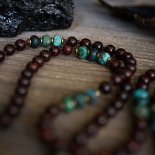 Load image into Gallery viewer, ganesh on an azurite + rosewood mala