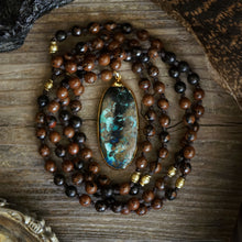 Load image into Gallery viewer, azurite on mahogany obsidian mala