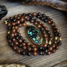 Load image into Gallery viewer, azurite on mahogany obsidian mala