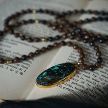 Load image into Gallery viewer, azurite on mahogany obsidian mala