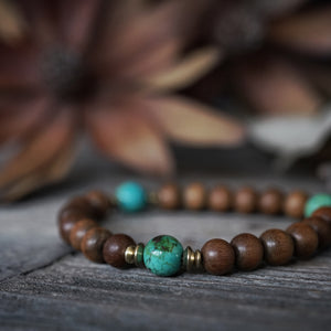 turquoise + sandalwood trifecta bracelet
