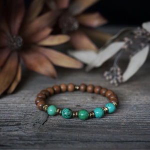 turquoise + sandalwood bracelet