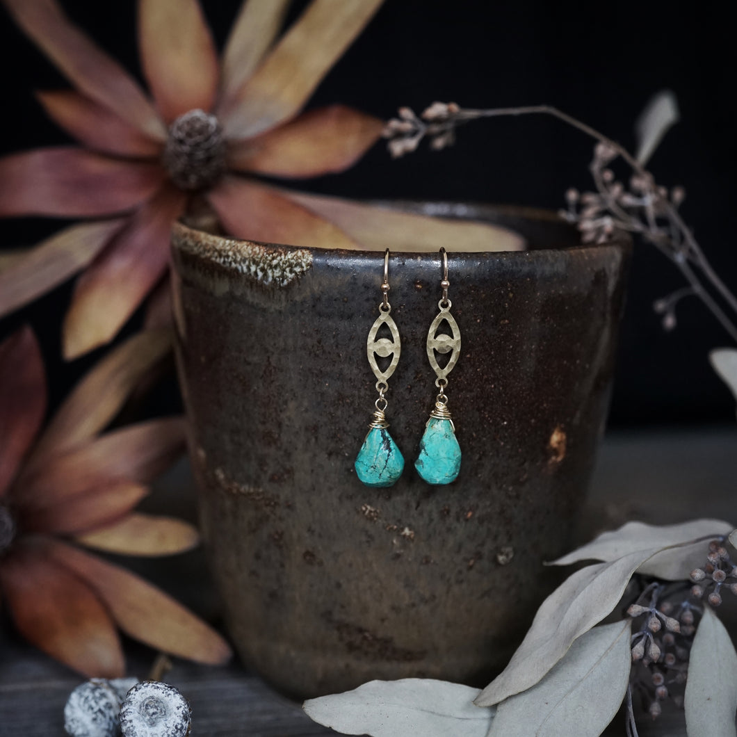 turquoise + single eye earrings