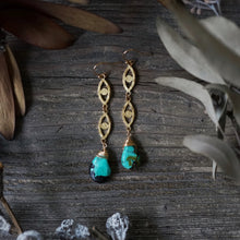 Load image into Gallery viewer, turquoise + double eye earrings