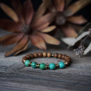turquoise + sandalwood bracelet