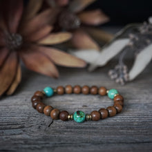 Load image into Gallery viewer, turquoise + sandalwood trifecta bracelet