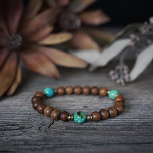 turquoise + sandalwood trifecta bracelet