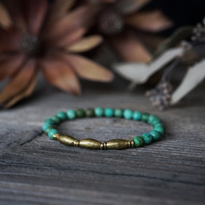 faceted turquoise + brass bracelet